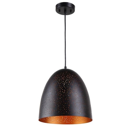 CHLOE LIGHTING Chloe Lighting CH8H263BK12-DP1 Ironclad Farmhouse 1 Light Textured Black & Gold Mini Ceiling Pendant - 12 in. CH8H263BK12-DP1